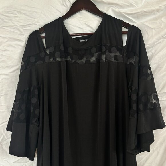 Nina LeonardJewel Neck Cold Shoulder Three-Quarter Sleeve Dress - Plus Size (3X) - Picture 4 of 10